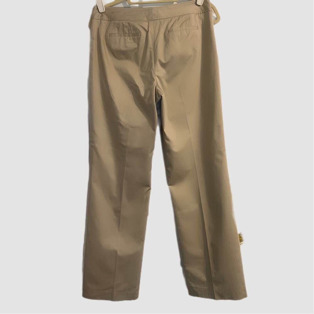 Ann Taylor Signature‎ Fit Tan w/ White  Pinstripe Wide Leg Trousers Lined Size 4 - Picture 4 of 9